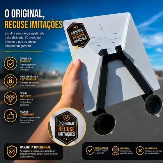 Suporte Painel Starlink Mini Ventosa Dupla com Trava Anti Risco EVA Anti Multas + BRINDE Porta Cabos - DG SHOP