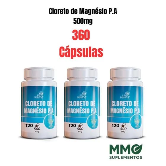 Cloreto de Magnésio P. A - 500mg -120 cápsulas -Original
