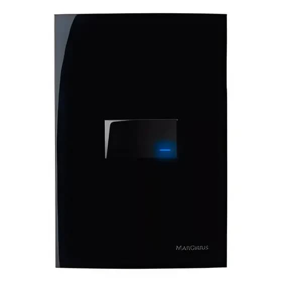 Interruptor Simples 4x2 Preto Fosco Com Luz Led Margirius