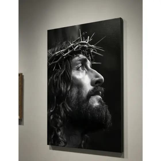 Quadro Jesus, Decoração Cristã, Arte Sacra, Quadro 90x70, Presente Católico, Decoração Evangélica, Quadro Preto e Branco