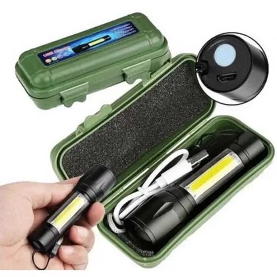 Mini Lanterna Tática Led Recarregável Com Zoom B-max Lanterna Preto Luz Branco