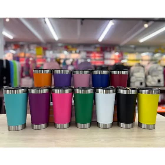 Copo Térmico Liso Com Tampa e Abridor 473ml ( COM LOGO)