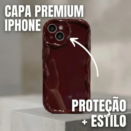 Capinha iPhone Estilosa Silicone Macio Anti Impacto Case Vermelha iPhone 11 12 13 14 15 16 Pro Max Plus