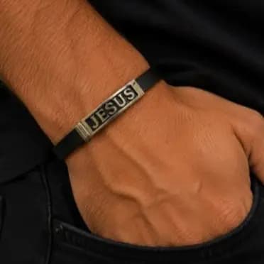 Pulseira Masculina Jesus Aço Inoxidável 20cm Bracelete Religiosa
