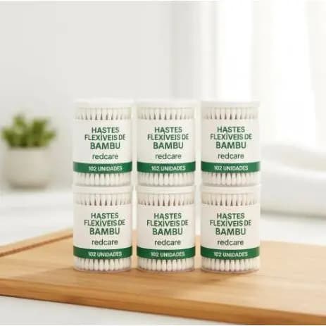 Kit 6 Potes 612 Unidades Hastes Flexíveis Bambu Cotonete Duplo Varas De Madeira Orelhas De Limpeza Ferramentas