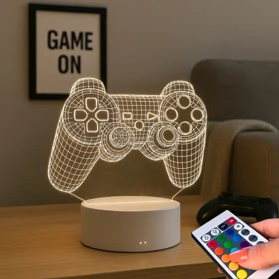 Luminária LED 3D de Mesa Controle de Videogame Luz Noturna Decorativa Para Presente Criativo Decoração Manete Gamer