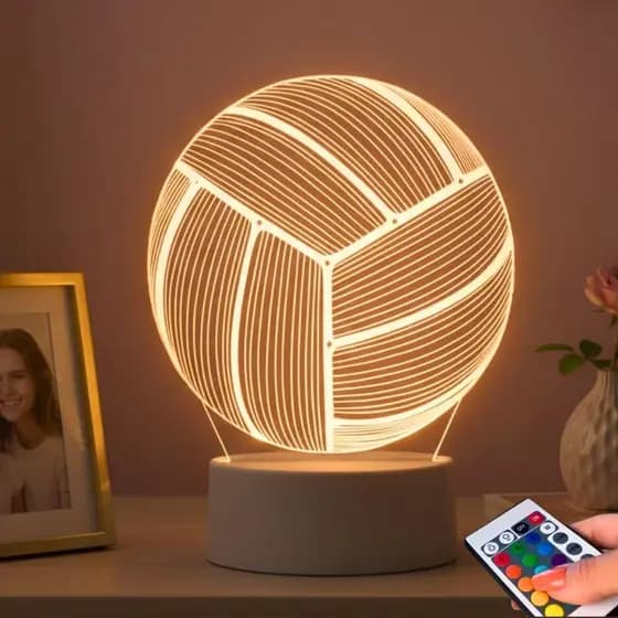 Luminária Led Bola De Volei Decoração Quarto Presente Criativo Lembrancinha Esporte Com Nome Gravado