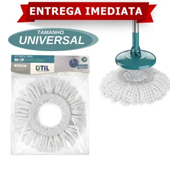 Kit 3 Unidades Refil Mop Giratório 16cm em Microfibra Alta Absorção