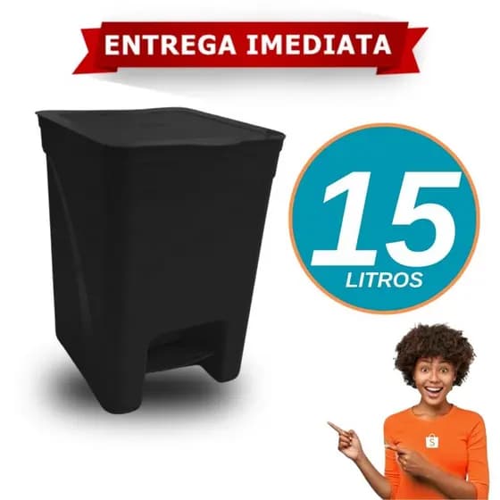 Lixeira 15 Litros Com Pedal Cesto de Lixo