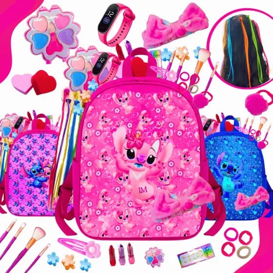Kit De Maquiagem Infantil Completa Mochila Linda Personagens Presente