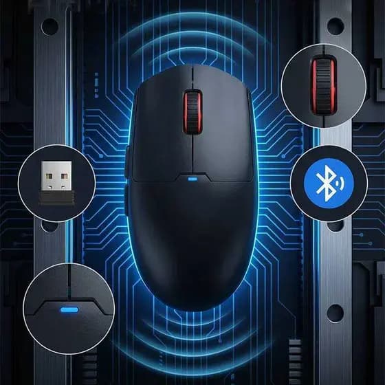 Mouse Para Jogos Sem Fio De Modo Duplo 2.4G Bluetooth Recarregável Ergonômico 3 Níveis DPI Leve Clique Silencioso Laptop