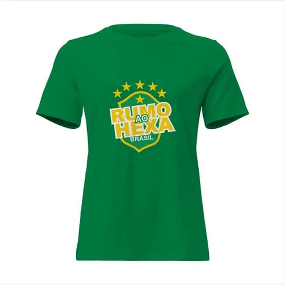Camisa Feminina Baby Look Rumo ao Hexa Brasil