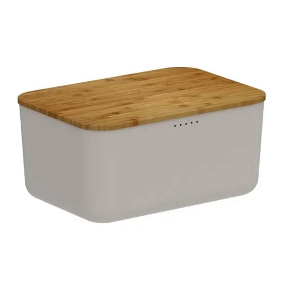 Porta Pães Com Tampa Organizador De Cozinha Bambu Bege Ou