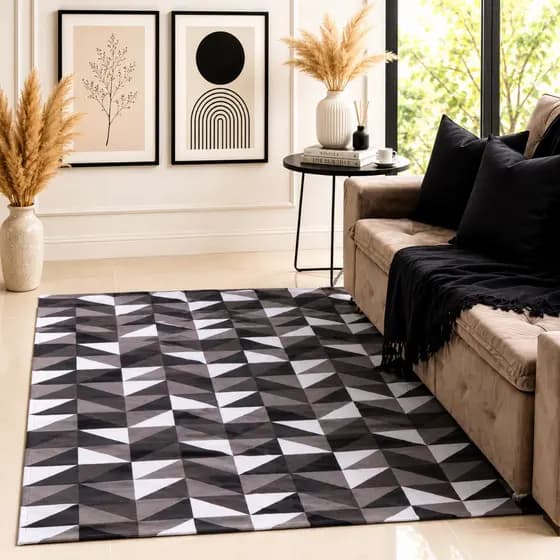 Tapete Geométrico Emborrachado PVC Para Sala 2m X 1,40 m