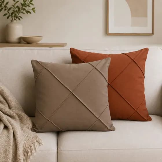Kit 2 Capas De Almofadas Suede Drapeada 43x43 cm Moderna Luxo