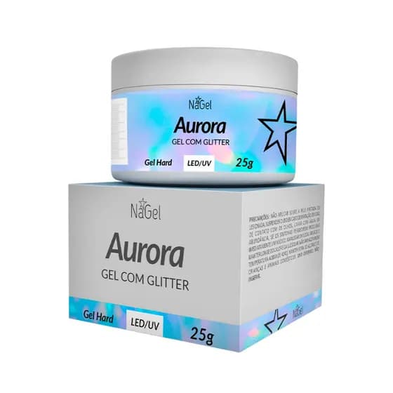 Gel com Glitter Nagel Aurora 25g uv/Led - Alongamento de Unhas