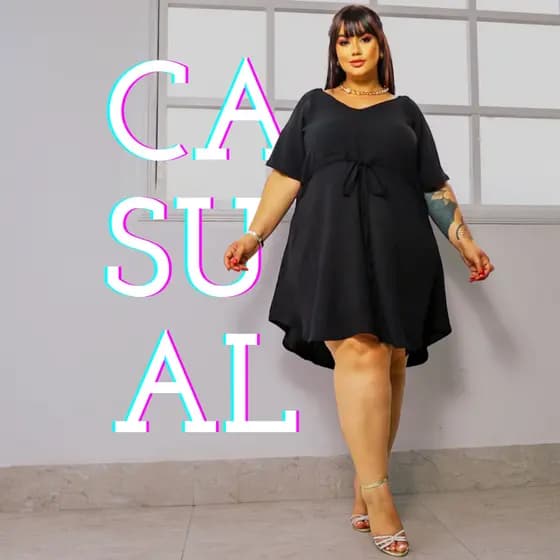 Vestido Curto Moda Plus Size Fit Perfeito Acinturado Soltinho Dia a Dia Lia Rosa