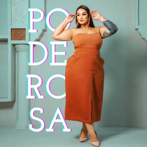 Saia Midi Alfaiataria Plus Size Fenda Frontal Confortável Social Elegante Lia Rosa