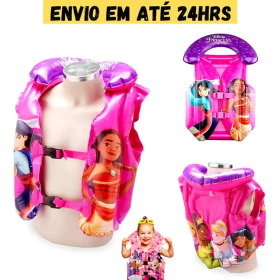 Colete Infantil Boia Para Piscina Praia Inflavel Princesas