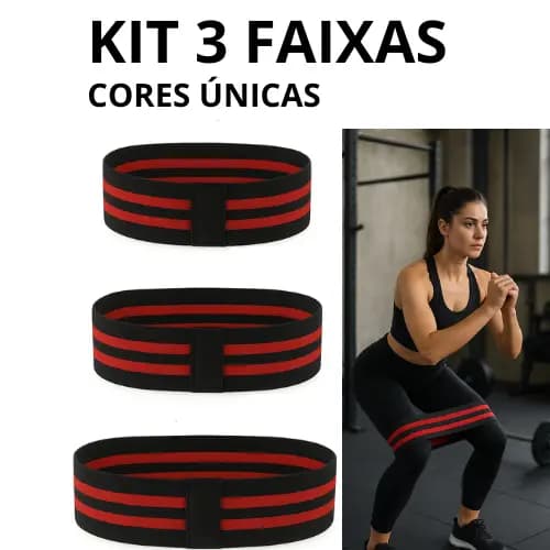 KIT 3 Hip Bands Elastico Forte - Faixas Elastica - Mini Band de Três Intensidades Confortavel.