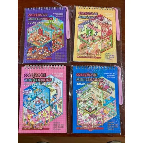 Adesivos 3D 8 Cenários para Montar Seu Mini Mundo Atividade DIY Infantil 19x13.5cm