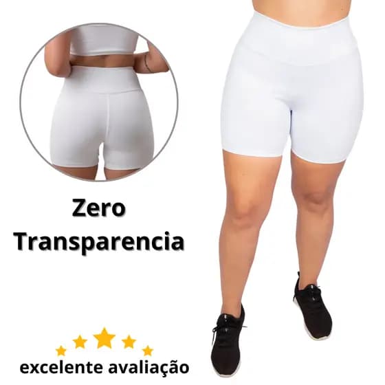 Short Suplex Feminino Meia Coxa Cós Alto Tecido Grosso Chorts Zero Transparência Academia Fitness