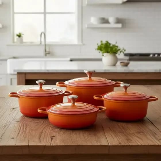 Panelas Caçarolas Cerâmica 4peças 10mm Indução Laranja Le Chef