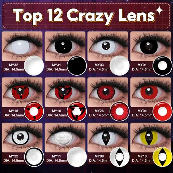 Magister lente de contato Colorida anime halloween cosplay Contador Compartilhamento Venda Quente TOP12