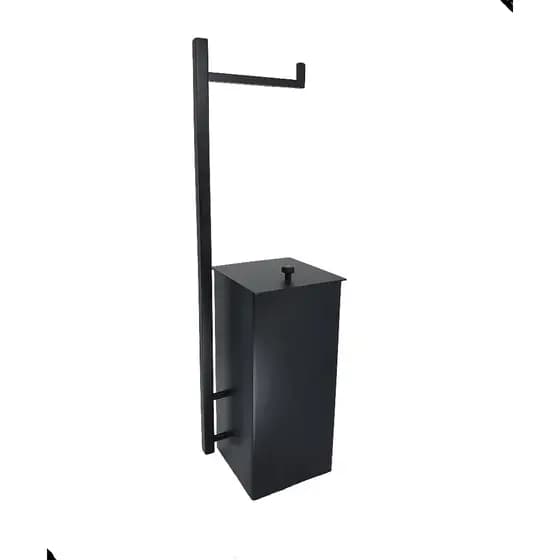 Papeleira Com Lixeira Preta Inox 304