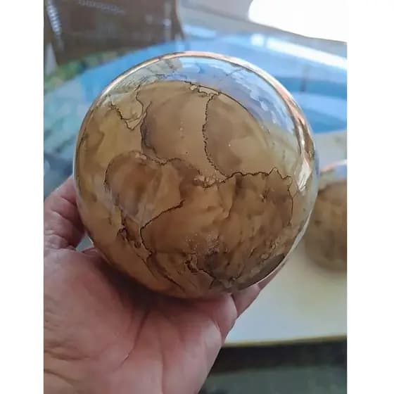 Bola Cerâmica Decorativa Enfeite Fruteira Centro de Mesa Pintura Marmorizada Artesanal