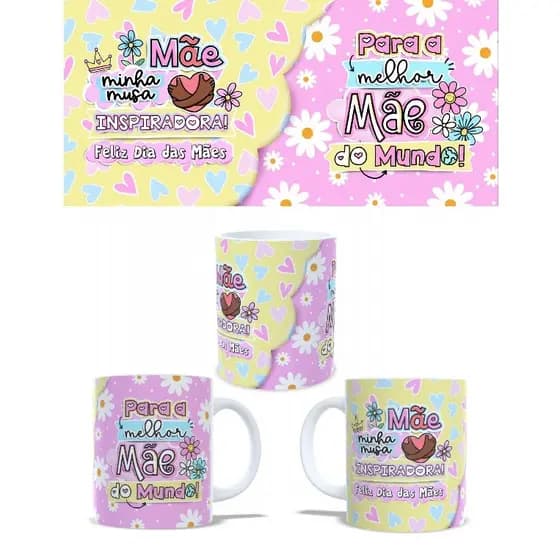 CANECA DE PORCELANA DIA DAS MÃES MÃE MINHA MUSA