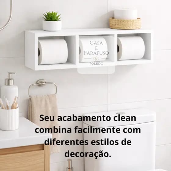 Nicho Banheiro 50cm Prateleira de Parede com Divisórias Organizador Lavabo Cozinha 07