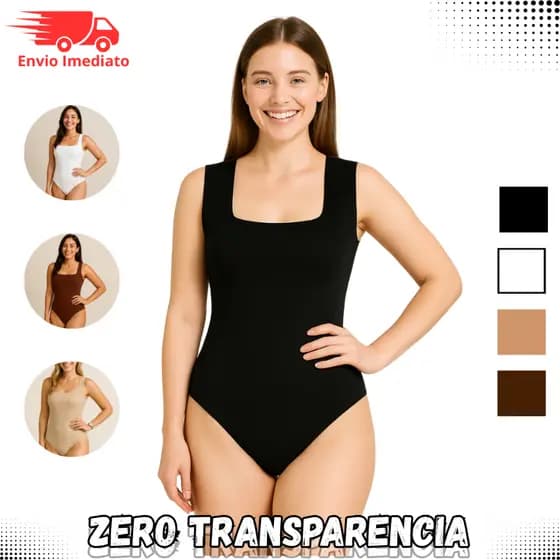 Body Feminino Suplex Alça Larga Decote Quadrado Sem Manga Collant