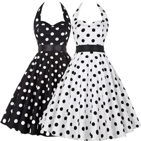 Roupas De Verão Polka Dot Vintage Vestido Mulheres Escritório De Moda Lady Rockabilly Big Swing Halter