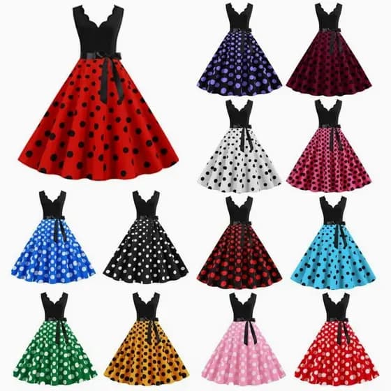 Elegante Vintage Hepburn Vestido Feminino Preto Vermelho Fora Do Ombro Sem Mangas A Linha Retro Rockabilly 50s De Bolinh