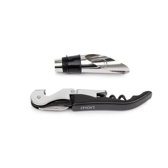 Kit Saca Rolhas 2 Peças - Saca Rolhas e Bico Dosador Aço Inox - com embalagem elegante!!