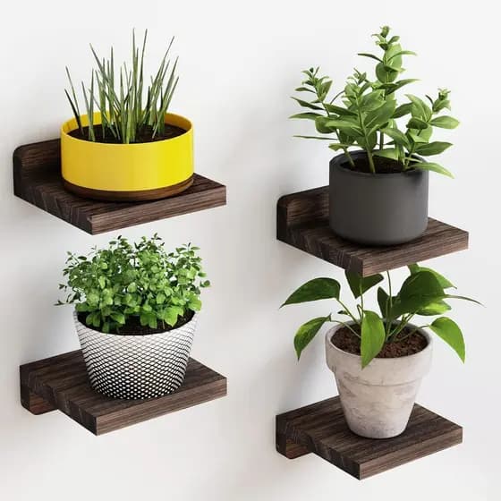 Prateleiras suspensas pequenas , conjunto de 4 prateleiras de parede de 14 x 14 cm