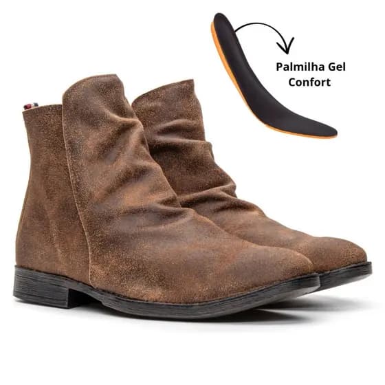 Bota Chelsea Botina Masculina Ziper Couro Legítimo Confort