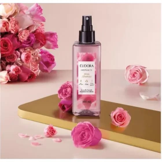 Sprey corporal perfumado desodorante colônia rosa absoluta Eudora 200ml