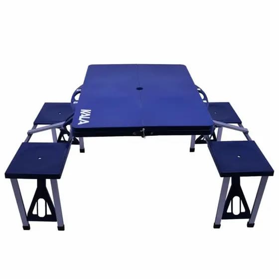 Mesa Dobrável em Alumínio com 4 Banquetas Kala com Maleta Portátil para Camping e Lazer 84X64X68MM 103900