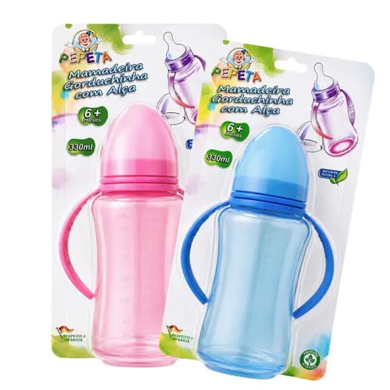 Mamadeira Gorduchinha 330ml com Alça Conforto e Segurança para Seu Bebê