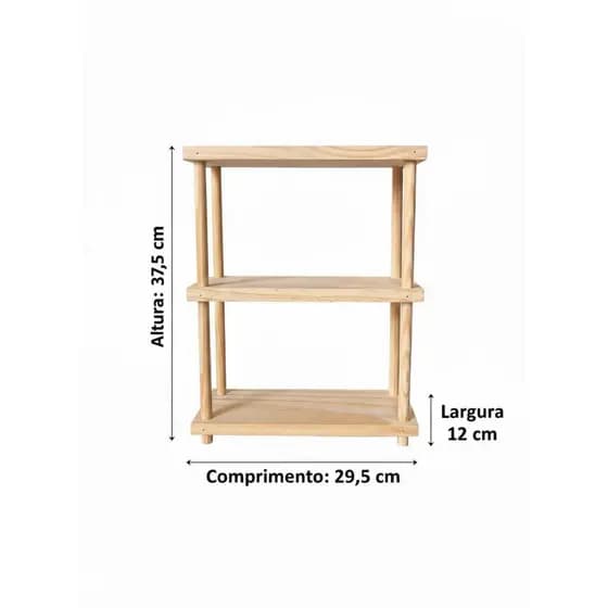 Mini Prateleira Madeira Pinus 3 andar Ideal Decorar sua Cozinha / Porta Mantimentos / Decorações em geral
