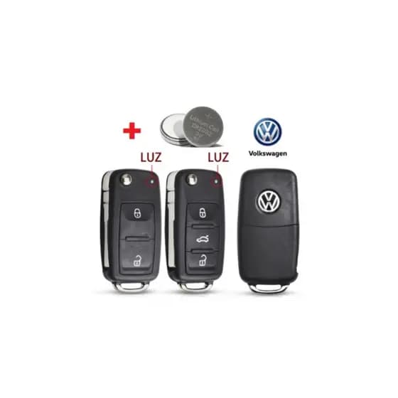 Chave Canivete G6 Vw Gol Fox Voyage Up Fox Fusca Saveiro 3 e 2 Botões + Bateria