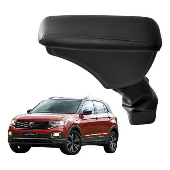 Apoio De Braço Encosto Suv T-cross Com Porta-objetos Couro - Preto