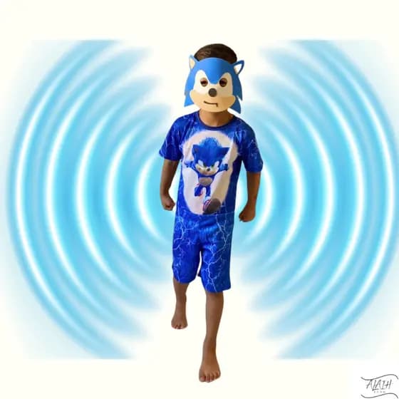 Fantasia Infantil do Sonic Menino Aniversário Festas - Envio Rapido