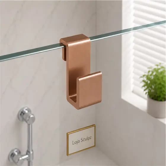 Cabide Gancho Porta Toalha para Box de Banheiro Pendurar Roupas e Bolsas Bronze