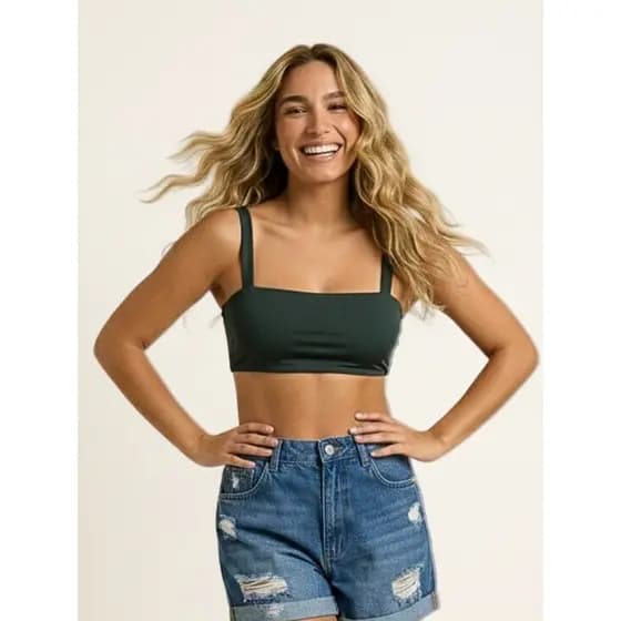Cropped Alça Grossa Decote Reto Suplex Várias Cores