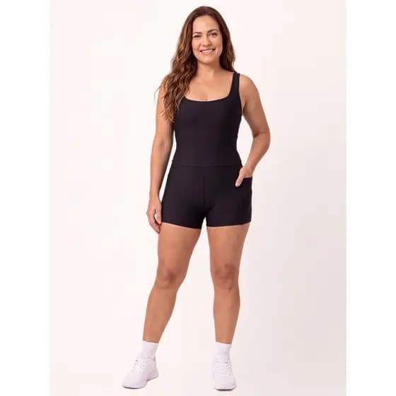 Macaquinho Fitness Feminino com Bolso Zero Transparência