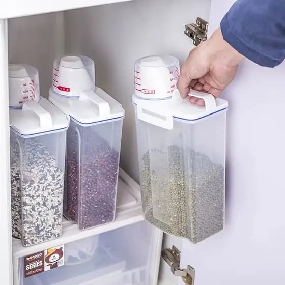 Dispenser Armazenamento Alimentos com Copo Medidor Hermético Pote 2 Litros