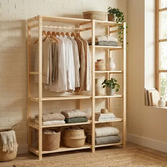 Estante Prateleira de Madeira Maciça Pinus 170x110 Armário Para Roupas Sapateira Organizadora